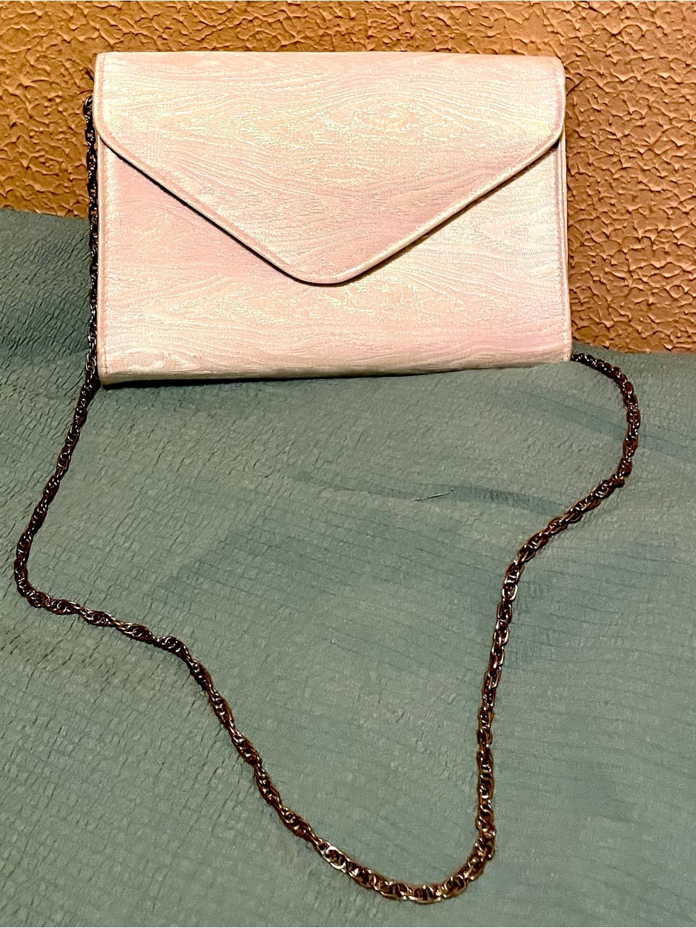 Blush Pink Envelope Clutch with Chain Strap